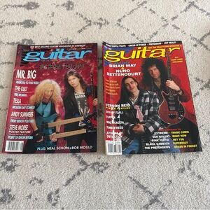 Lot 2 Vtg Guitar Magazine 1989 1993 Brain May, Bettencourt Tesla Schon Bob Mould